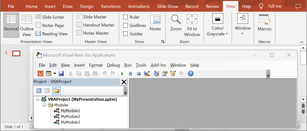 The VBA modules