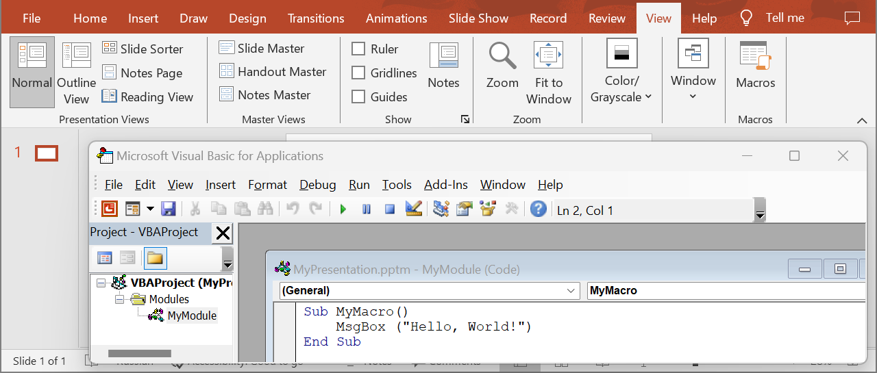 The VBA module